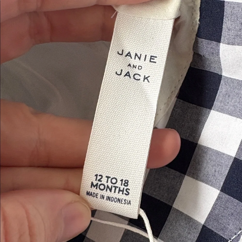 NWT Janie And Jack Blue And White Plaid Hat Size 12-18 Month